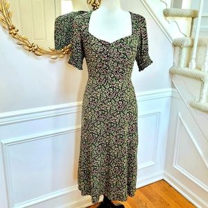New! J Crew Size 2, 4 Smocked-sleeve midi dress floral NWT